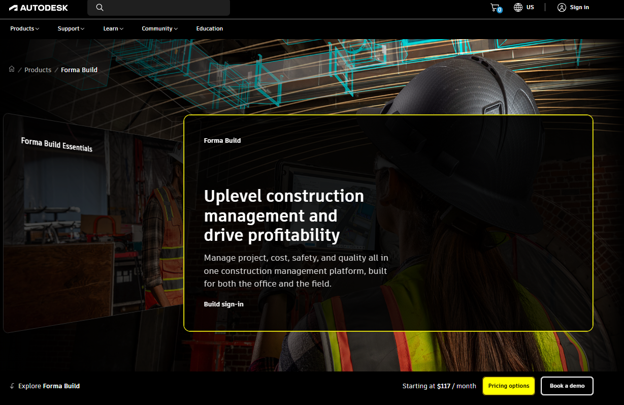 Autodesk Forma Build home page