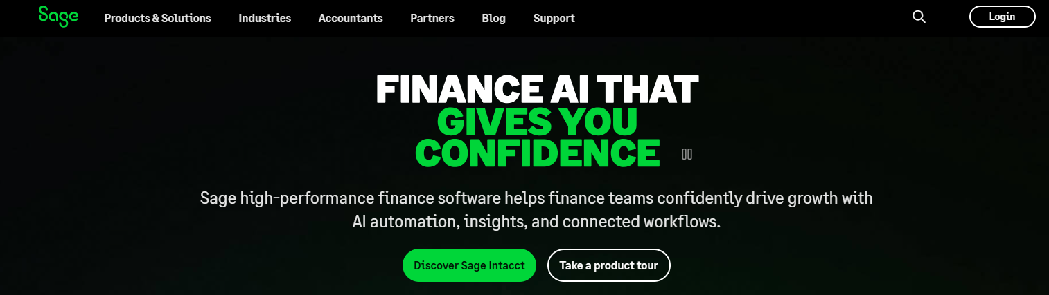 Sage Intacct homepage