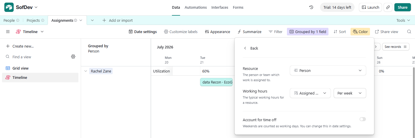 click Summarise in the view menu