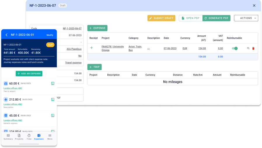 handle expenses alongside time