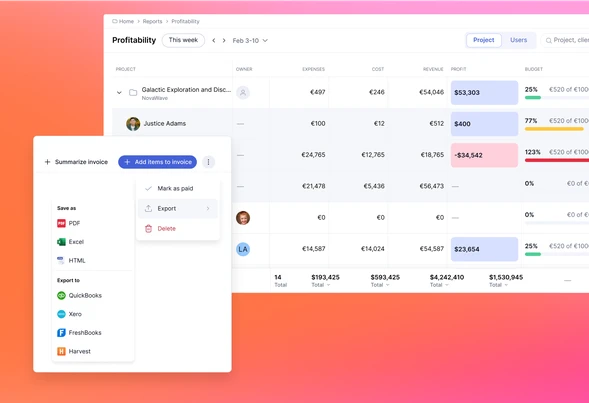Reporting & Profitability Tracking Teamwork