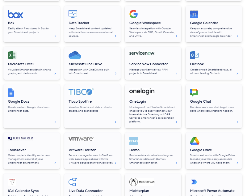 Smartsheet integrations