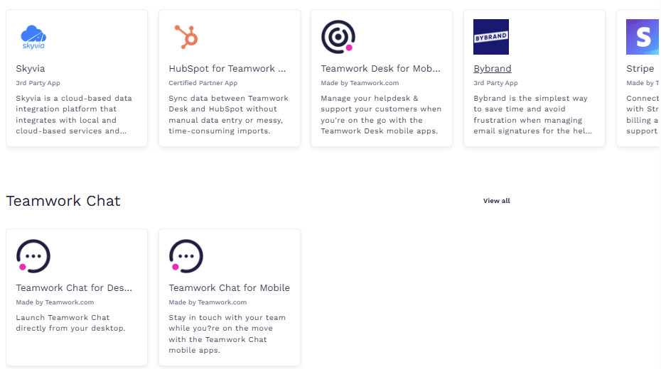 Teamwork integrations