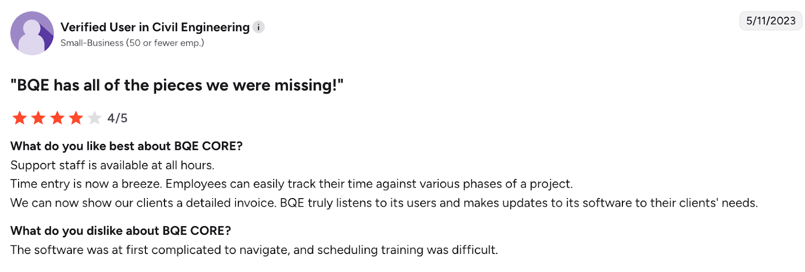 Customer Reviews BQE CORE 1