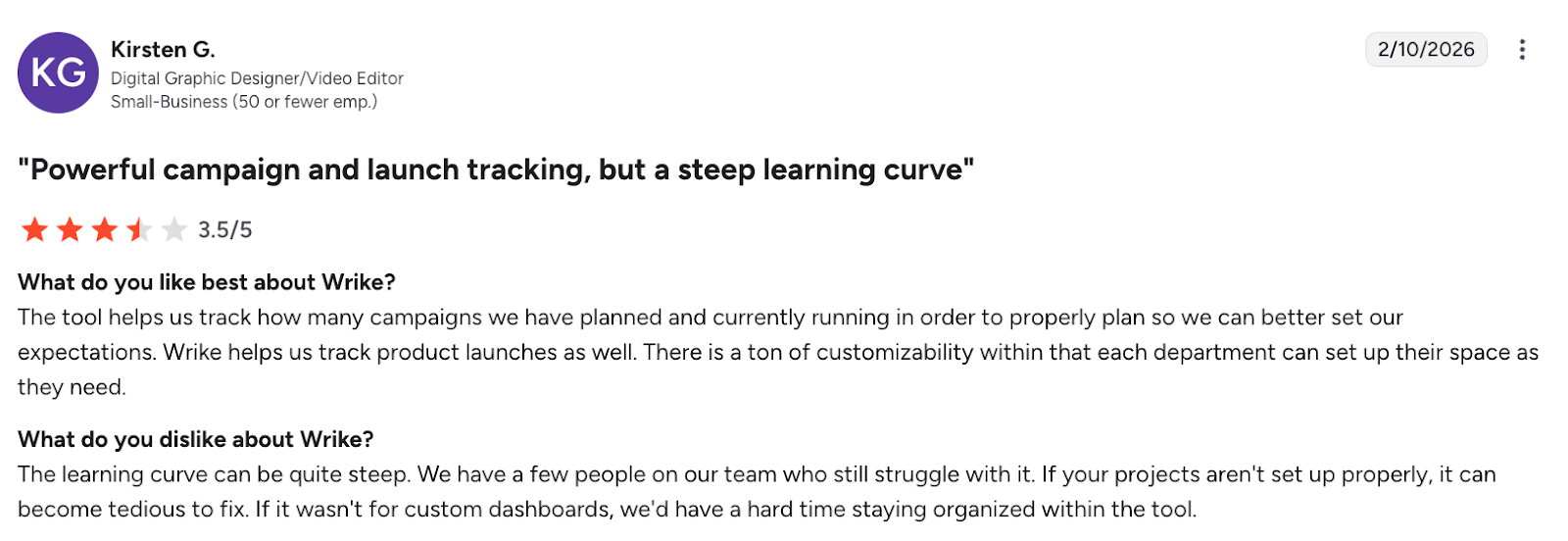 Customer Reviews wrike 1