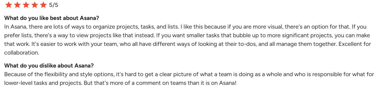 Customer reviews Asana