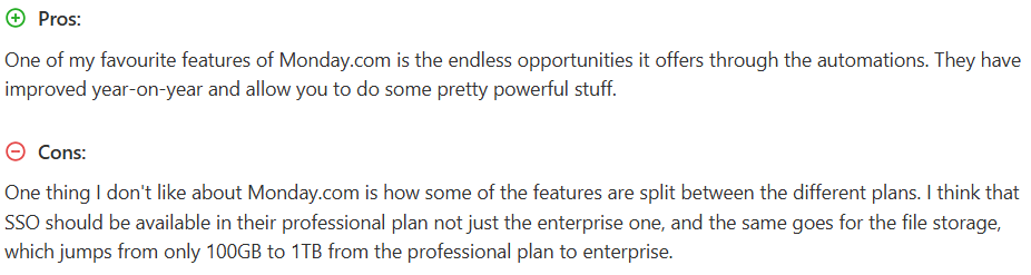 Customer reviews monday 02