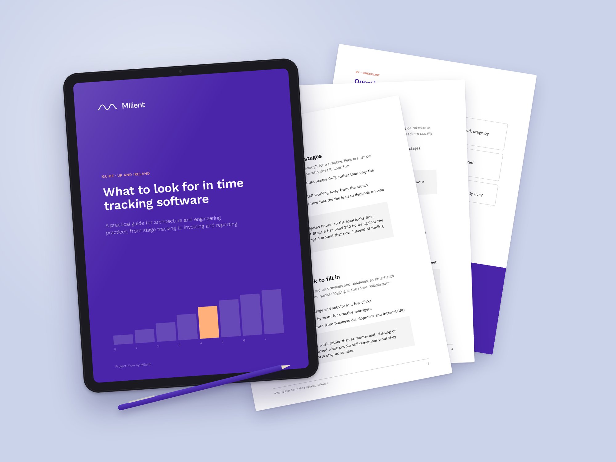 Guide mockup - tablet and printouts