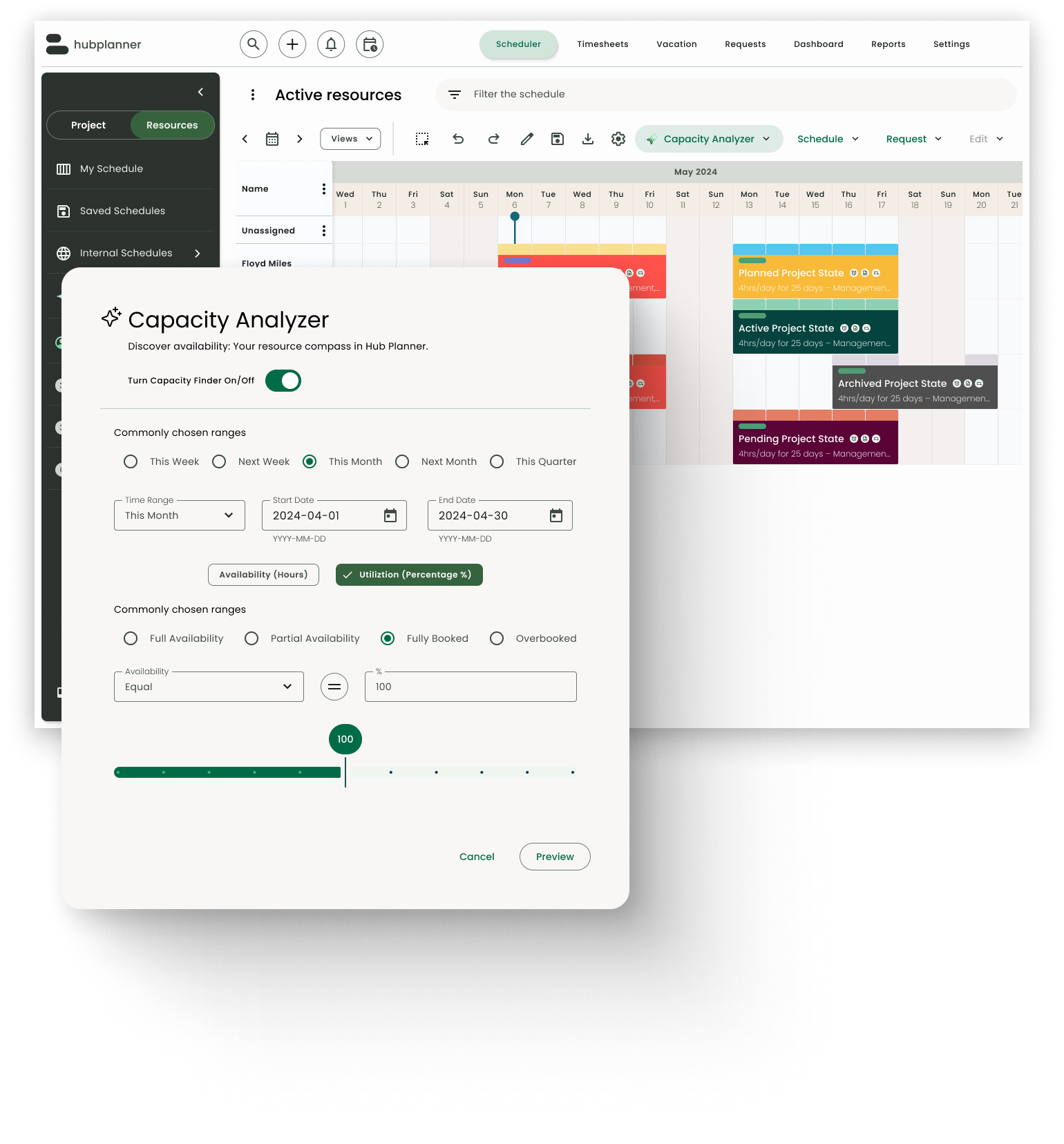 Capacity Analyzer Hub Planner