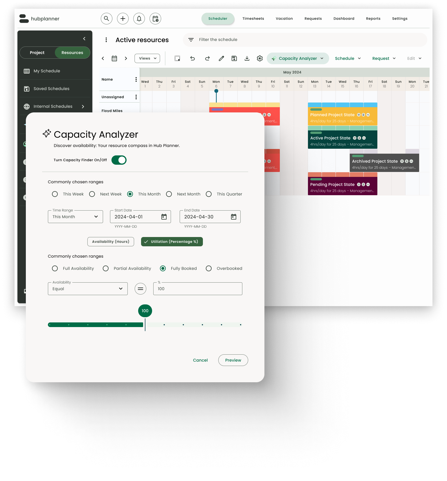 Capacity Analyzer Hub Planner