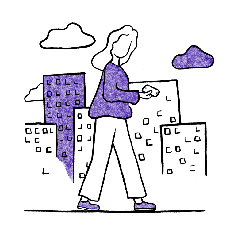 illustration använda app på språng