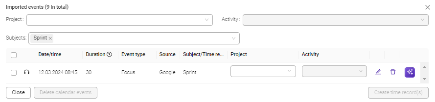 Time Capture - Subject filter