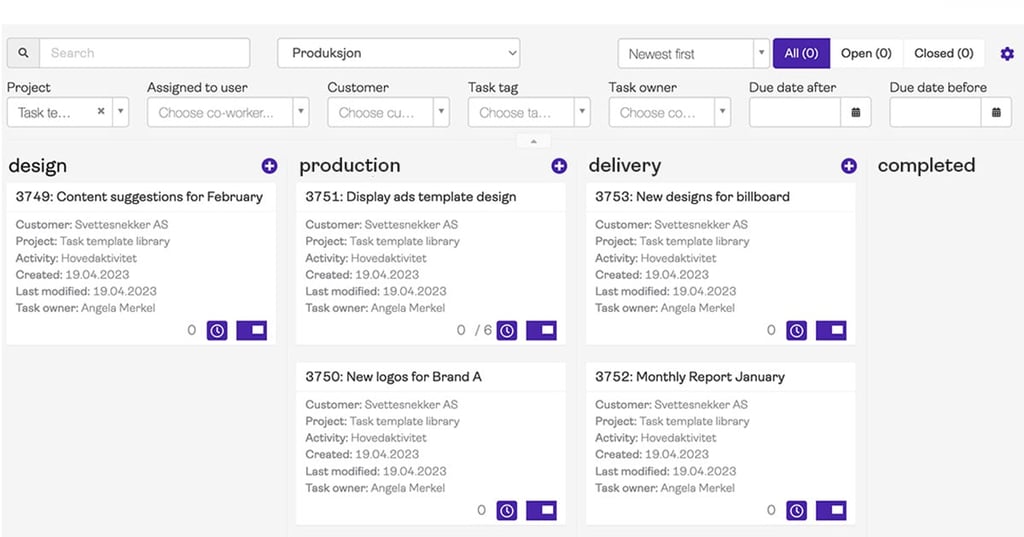 Kanban board example