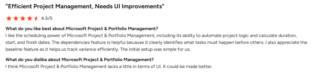 Microsoft Project Review