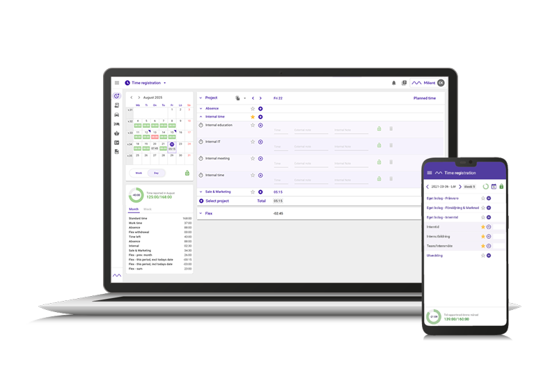 timereporting on desktop and app for Time Flow