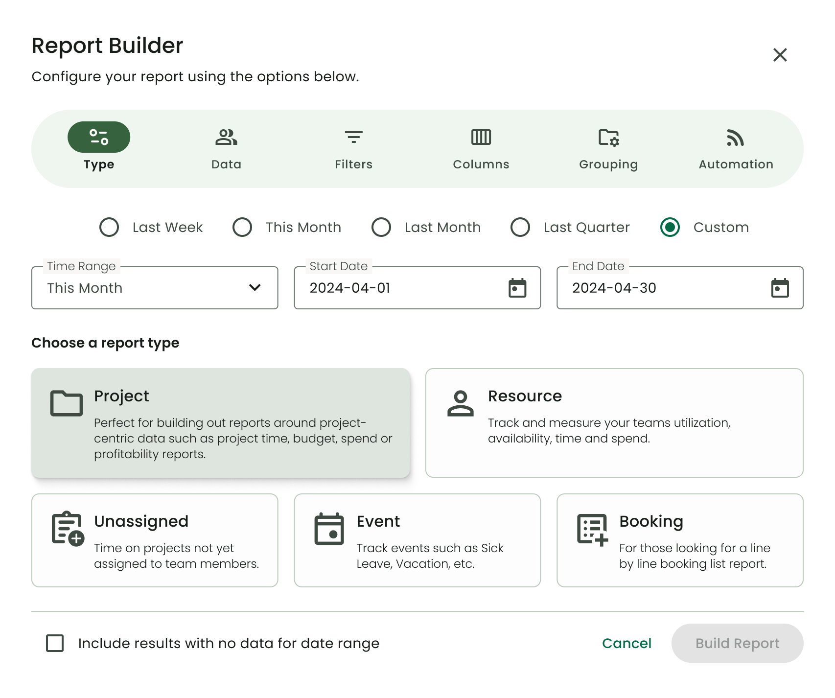 Report Builder - Hub Planner