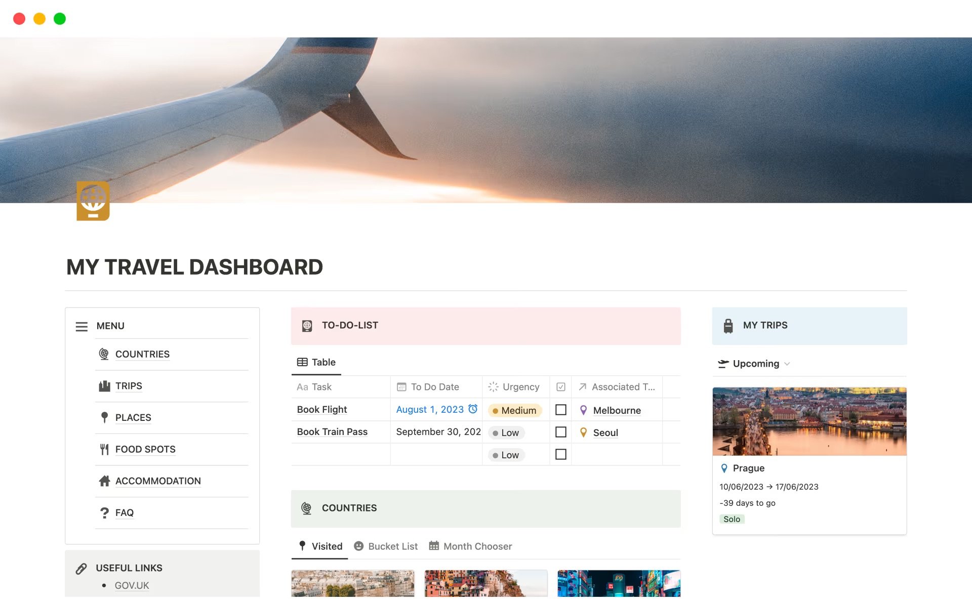 Notion dashboard